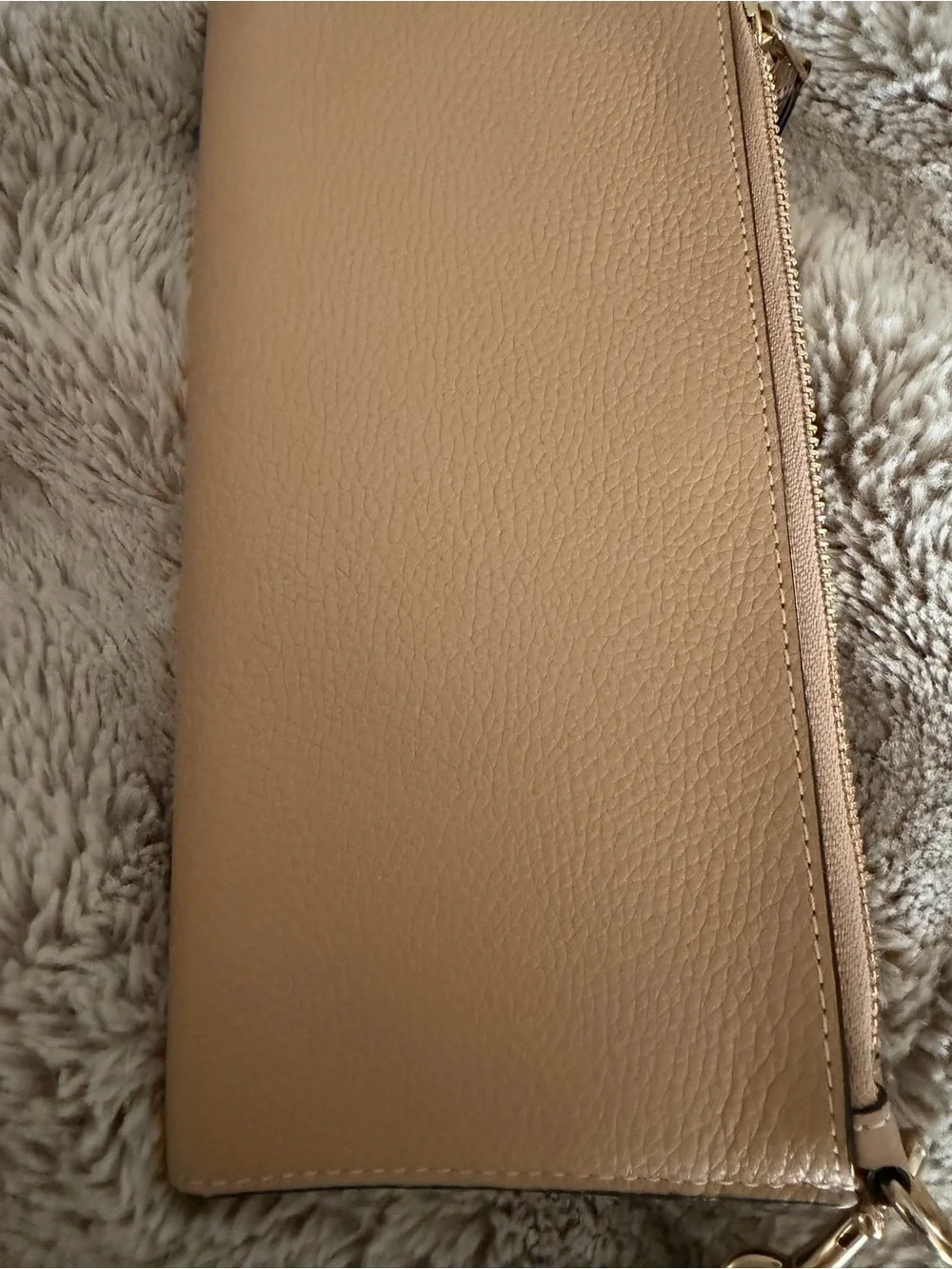 Coach Pebbled Leather Wristlet in Light Beige with Gold Hardware